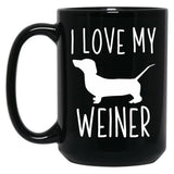 I Love My Weiner Black Coffee Mug