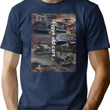 I Love Old Cars T-Shirt - Retro Graphic Tee for Men & Women - Navy