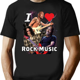I Love Rock Music Shirt T-Shirt - Retro Graphic Tee for Men & Women - Black