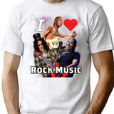I Love Rock Music Shirt T-Shirt - Retro Graphic Tee for Men & Women - White