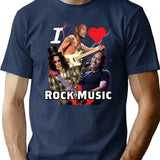 I Love Rock Music Shirt T-Shirt - Retro Graphic Tee for Men & Women - Navy