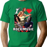I Love Rock Music Shirt T-Shirt - Retro Graphic Tee for Men & Women - Green