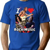 I Love Rock Music Shirt T-Shirt - Retro Graphic Tee for Men & Women - Blue