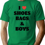 I Love Shoes Bags Boys T-Shirt - Retro Graphic Tee for Men & Women - Green