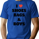 I Love Shoes Bags Boys T-Shirt - Retro Graphic Tee for Men & Women - Blue