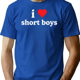 I Love Short Boys T-Shirt - Retro Graphic Tee for Men & Women - Blue