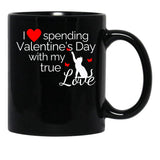 I Love Spending Valentine'S Day With My True Love Cat Black Coffee Mug - Black