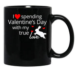I Love Spending Valentine'S Day With My True Love Rabbit Black Coffee Mug - Black