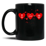 I Love U Black Coffee Mug