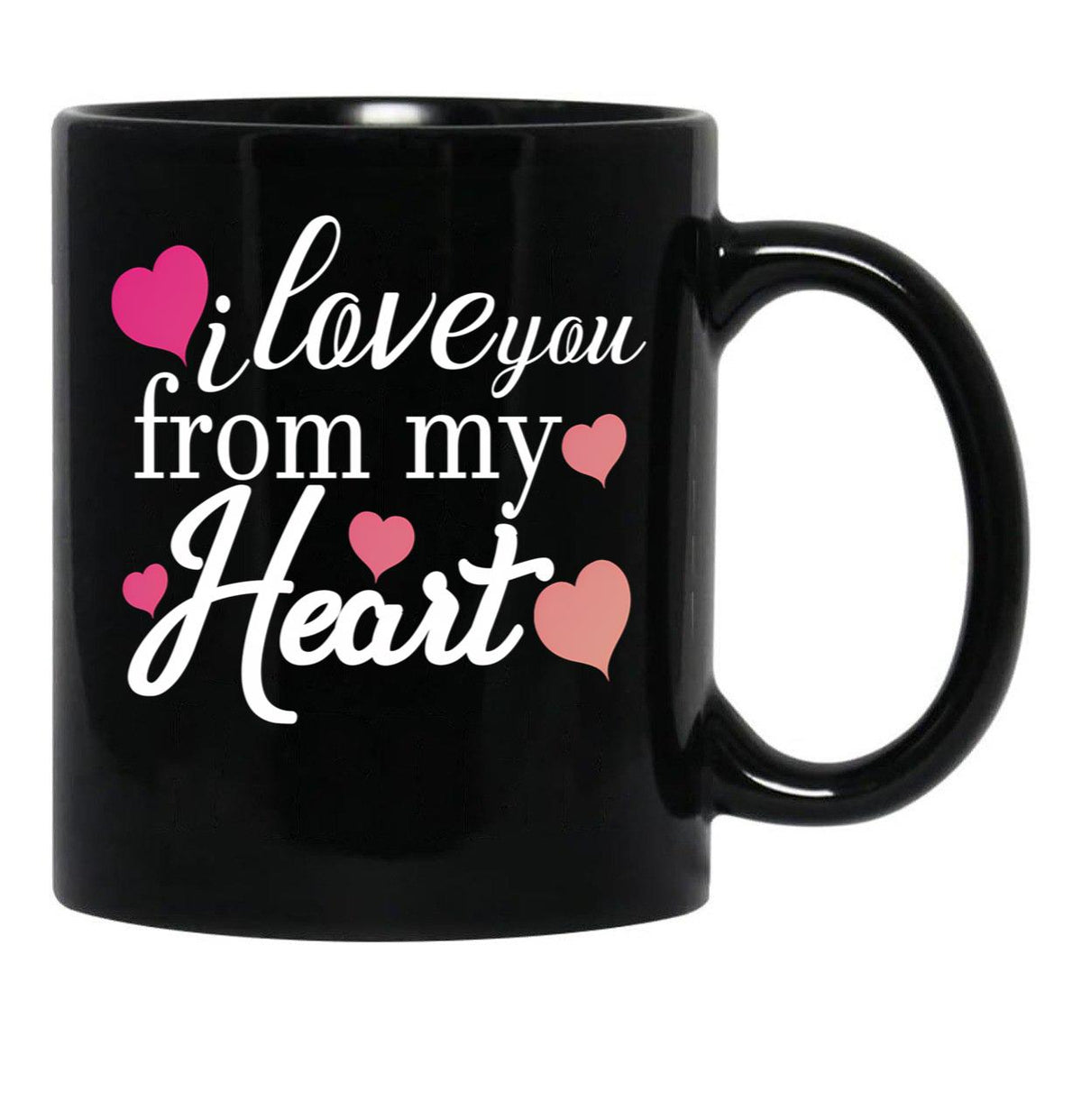 I Love You From My Heart Couples Valentines Day Mugs Black Coffee Mug - Black