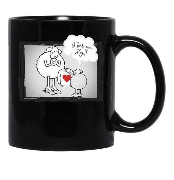 I Love You Mom Cream Black Coffee Mug - Black