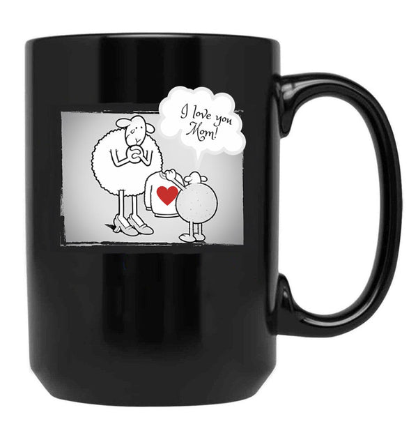 I Love You Mom Cream Black Coffee Mug - Black