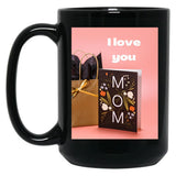 I Love You Mom Design Black Coffee Mug