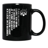 I Love You Mom In All Languages Black Coffee Mug - Black
