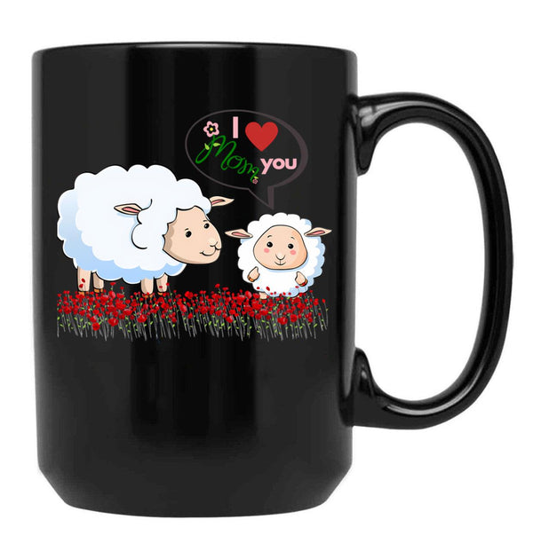 I Love You Mom Withe Cute Black Coffee Mug - Black