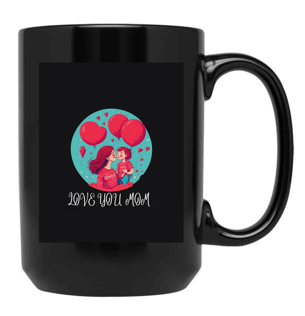 I Love You Mom (17) Black Coffee Mug - Black