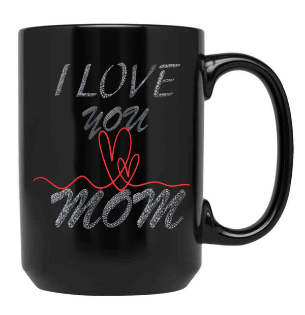 I Love You Mom (29) Black Coffee Mug - Black