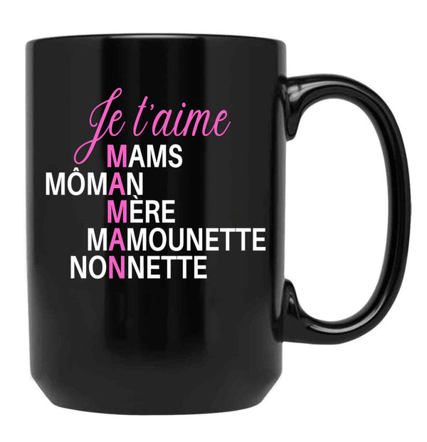 I Love You Mom (36) Black Coffee Mug - Black