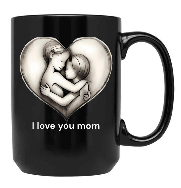 I Love You Mom (5) Black Coffee Mug - Black