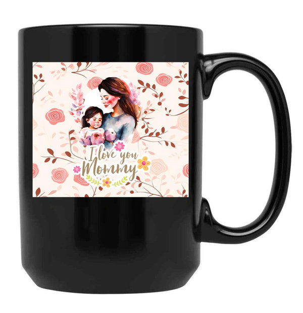 I Love You Mommy Black Coffee Mug - Black