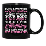 I Love You My Husband Wife Family Black Coffee Mug - Black