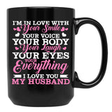 I Love You My Husband Wife Family Black Coffee Mug - Black
