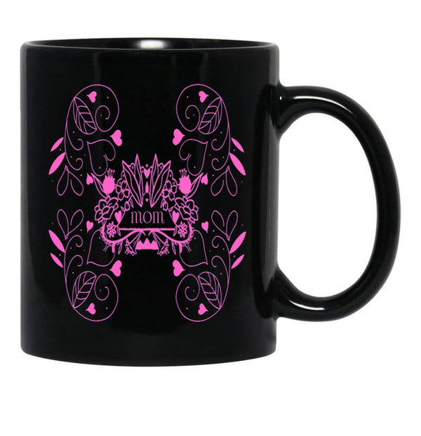 I Love You My Mom Forever Gift Design Black Coffee Mug - Black