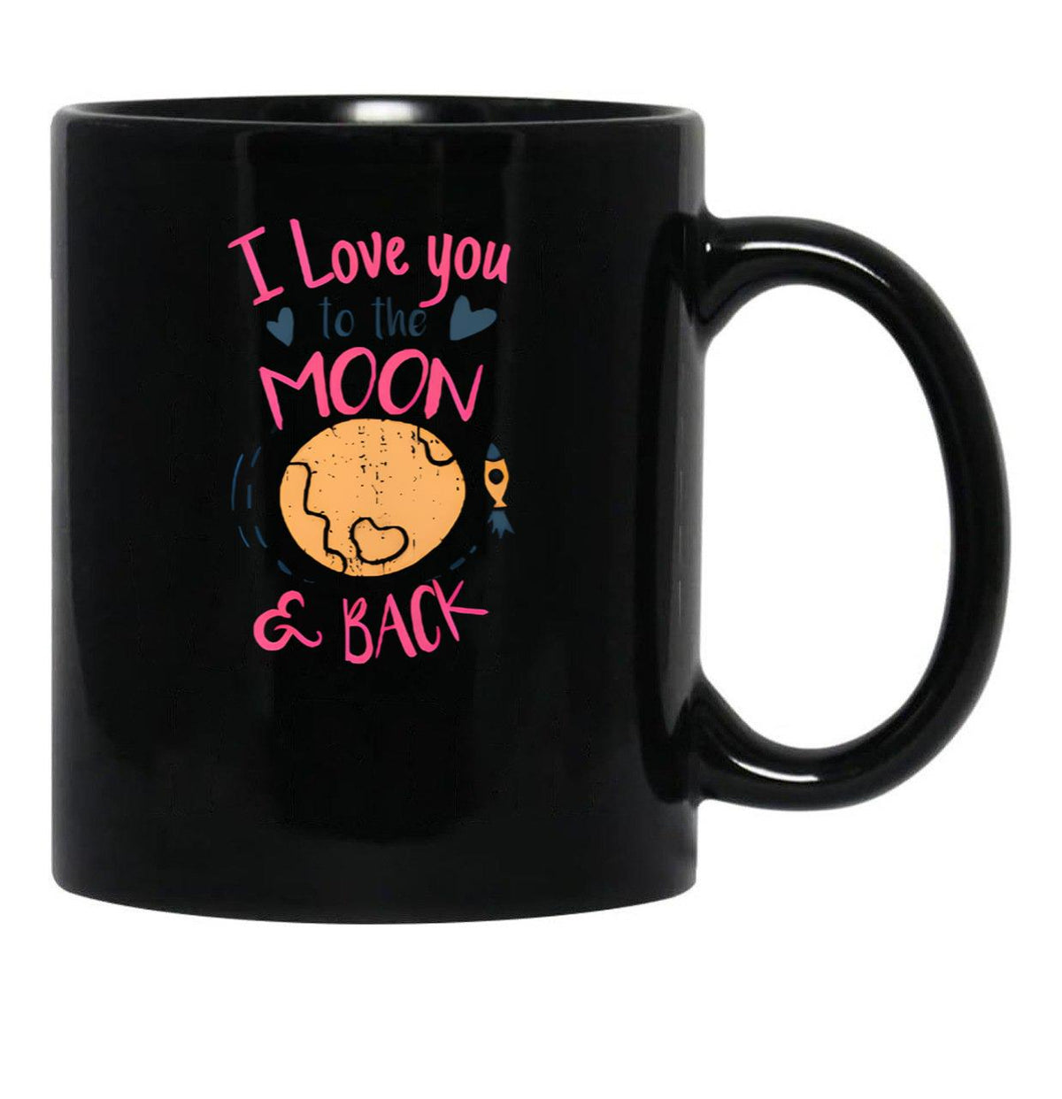 I Love You To The Moon  Black Coffee Mug - Black