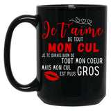 I Love You With All My Ass Humor Gift Black Coffee Mug