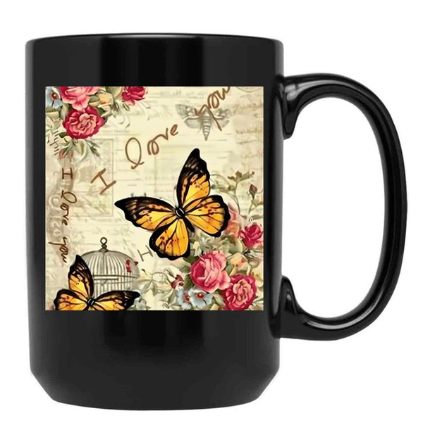I Love You (1) Black Coffee Mug - Black