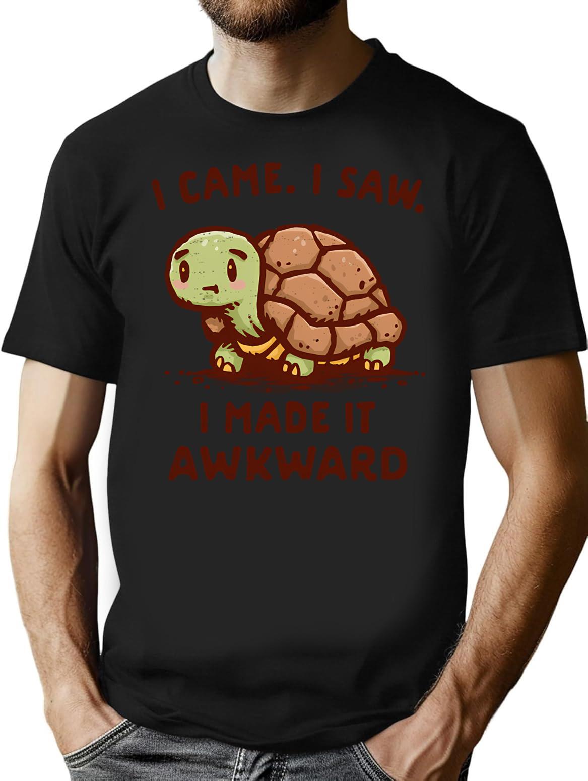 I Made It Awkward T-Shirt - Retro Graphic Tee for Men & Women - Black