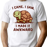 I Made It Awkward T-Shirt - Retro Graphic Tee for Men & Women - White