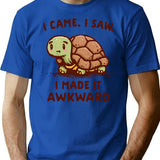 I Made It Awkward T-Shirt - Retro Graphic Tee for Men & Women - Blue