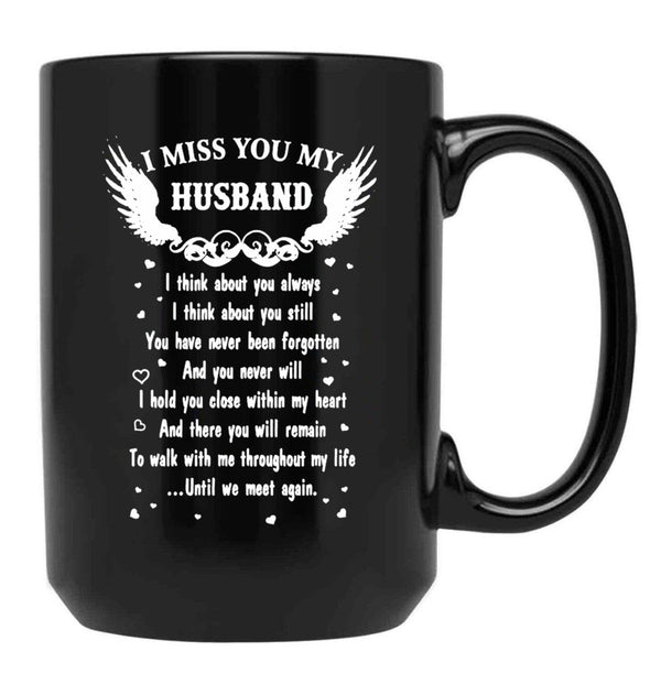 I Miss You My Husband Black Coffee Mug - Black
