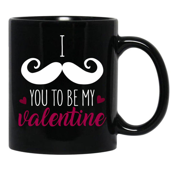 I Muctache You To Be My Valentine Black Coffee Mug - Black