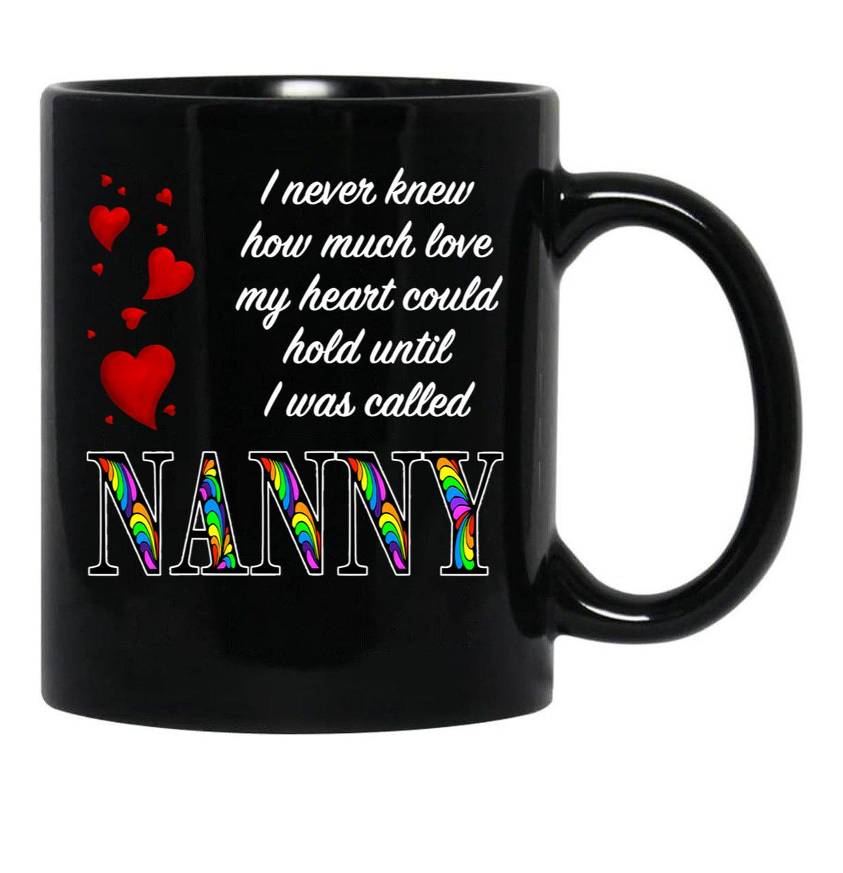 I Never Knew How Much Love My Heart Could Hold... Nanny - Black By Amanda M Lucas Black Coffee Mug - Black