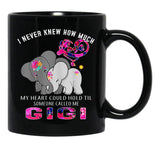 I Never Knew How Much My Heart Could Hold Til Someone Called Me Gigi Elephant Hippie Black Coffee Mug - Black