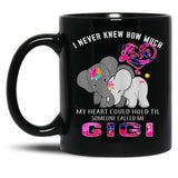I Never Knew How Much My Heart Could Hold Til Someone Called Me Gigi Elephant Hippie Black Coffee Mug