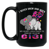 I Never Knew How Much My Heart Could Hold Til Someone Called Me Gigi Elephant Hippie Black Coffee Mug