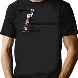 I Never Slice.... T-Shirt - Retro Graphic Tee for Men & Women - Black