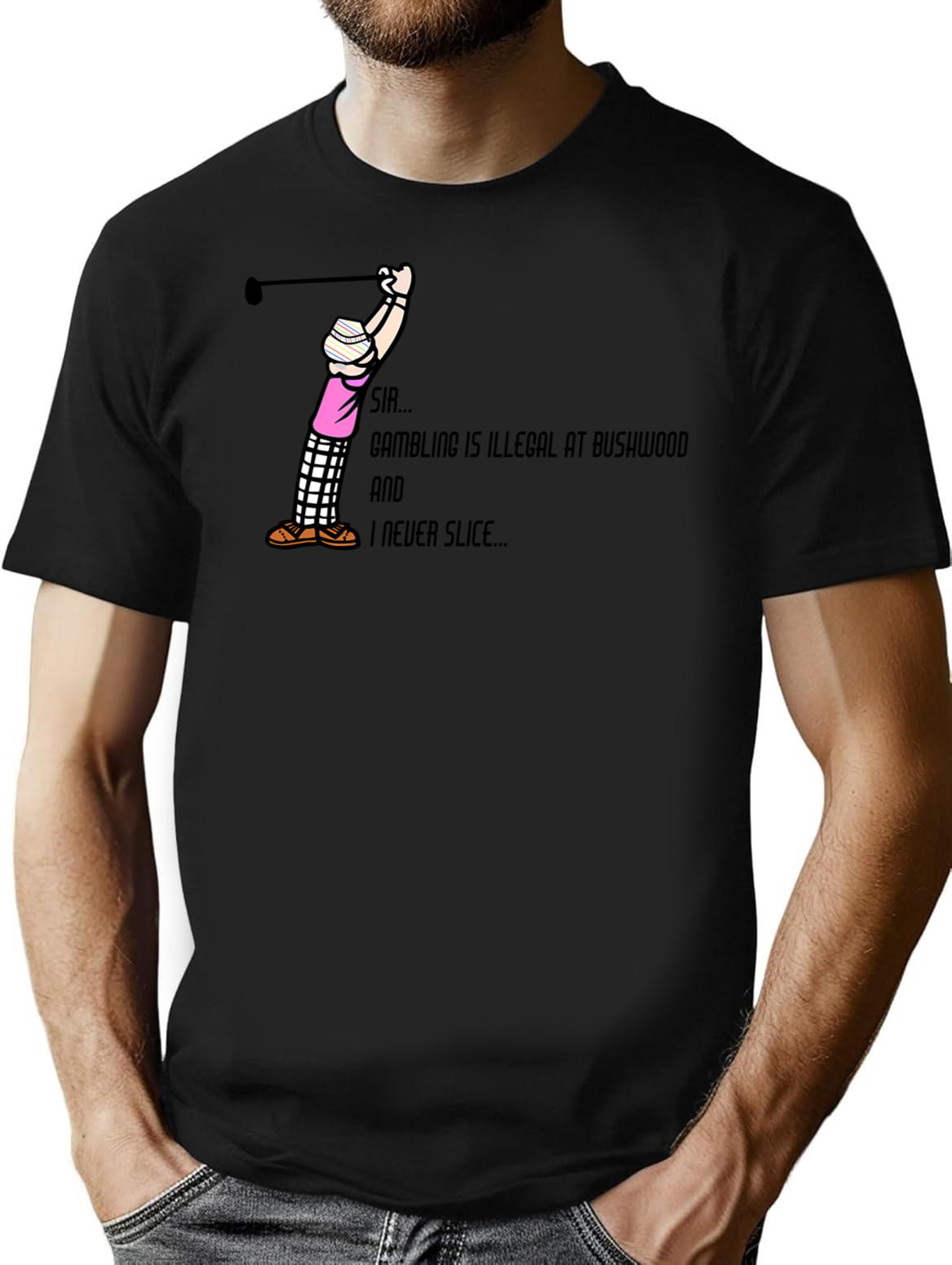 I Never Slice.... T-Shirt - Retro Graphic Tee for Men & Women - Black