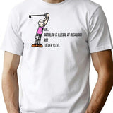 I Never Slice.... T-Shirt - Retro Graphic Tee for Men & Women - White