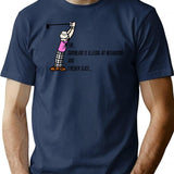 I Never Slice.... T-Shirt - Retro Graphic Tee for Men & Women - Navy