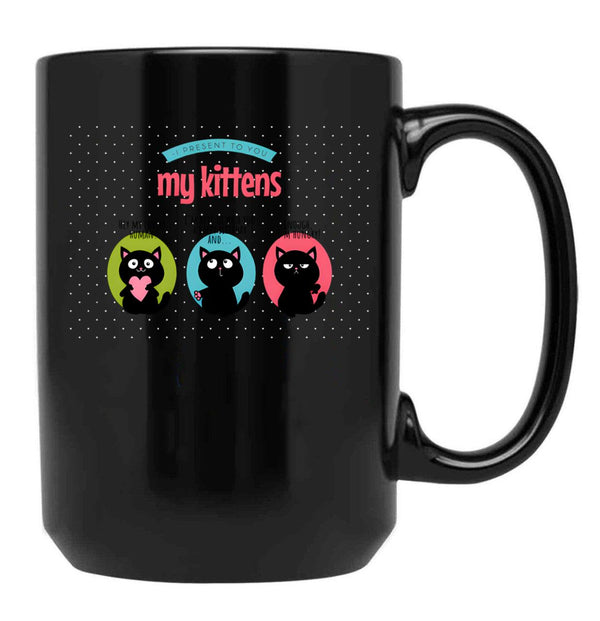 I Present My Kitten Black Coffee Mug - Black