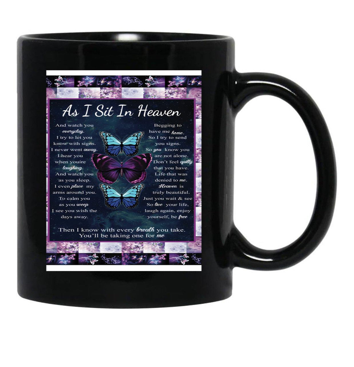 I Sit In Heaven Blanket Black Coffee Mug - Black