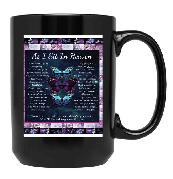 I Sit In Heaven Blanket Black Coffee Mug - Black