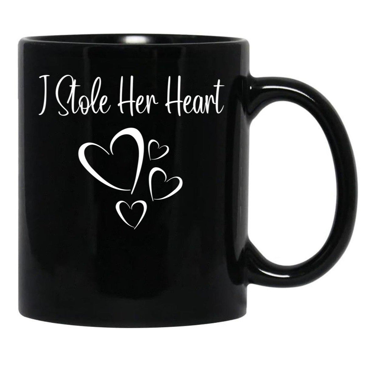 I Stole Her Heart Funny Valentines Day 2022 Saying For Couple Black Coffee Mug - Black