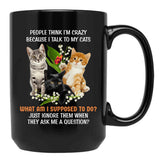 I Talk To My Cats Black Coffee Mug - Black