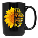 I Was Born To Be A Teacher  With Sunflowers Black Coffee Mug - Black