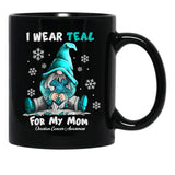 I Wear Teal My Mom Funny Gnomes Black Coffee Mug - Black
